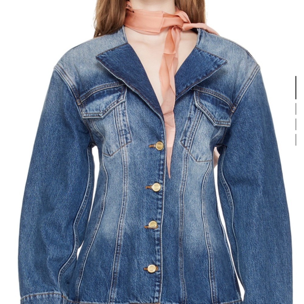 *Brand New *Ganni Blue Sparkle Denim Blazer / Size 40 XL